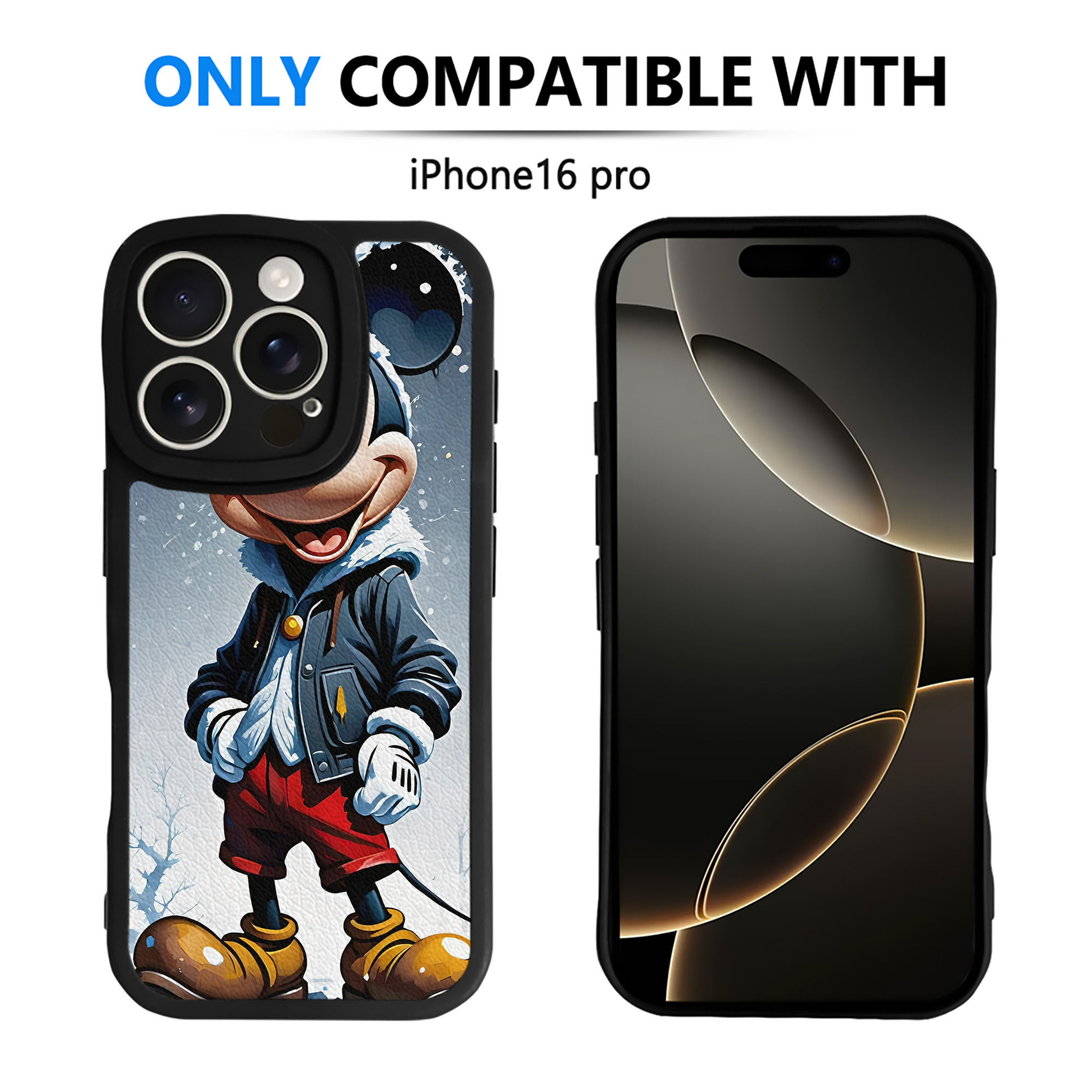 （画像用） ミッキーマウス Mickey Mouse 【iPhone 16シリーズ対応】シリコンスマホケース（レザー調） 材質：シリコン